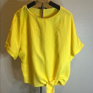 Marc New York Yellow Tie Front Blouse with Cuffed Sleeves